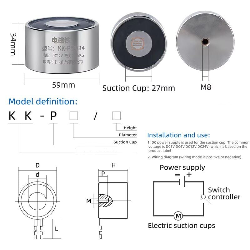 P25-20 24V Dc Elektromıknatıs-8 Kg Tutma Gücü