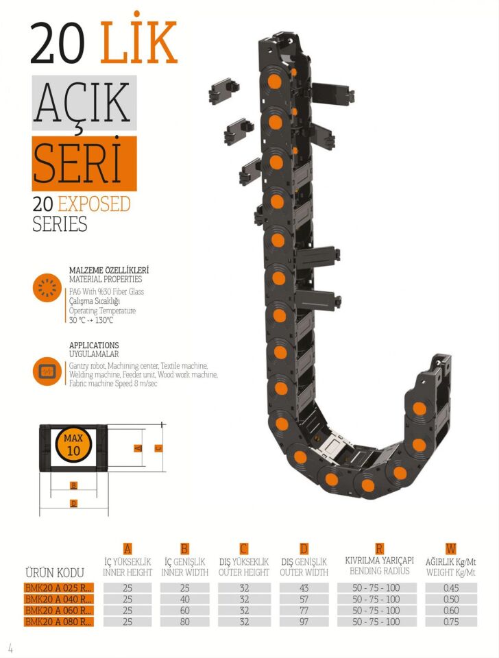 Bmk 25x40 Hareketli Kablo Kanalı Bağlantı Ayaklı