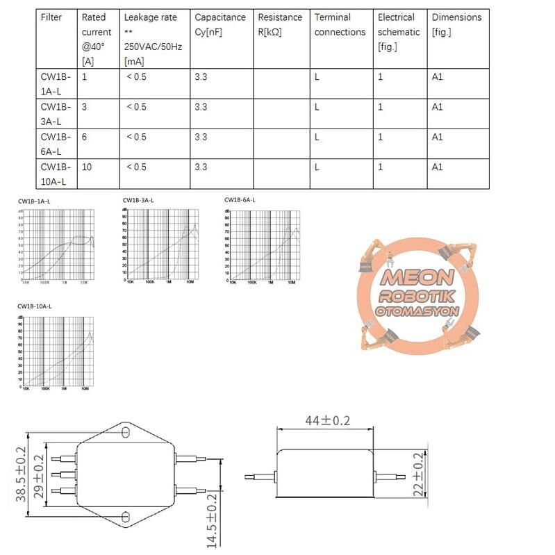Tek Faz Parazit önleyici EMI Filtresi 10A 220V Ac-CW1B-10A