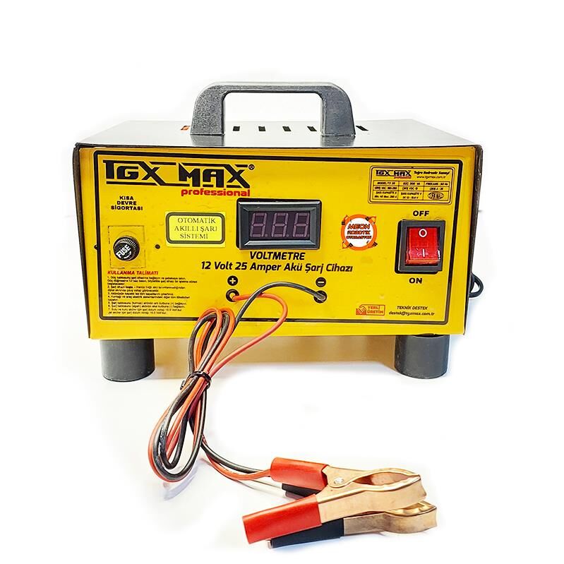 Tgx Max Profesyonel 12 Volt 25 Amper Akü Şarj Cihazı-Akıllı Otomatik Şarj Sistemli