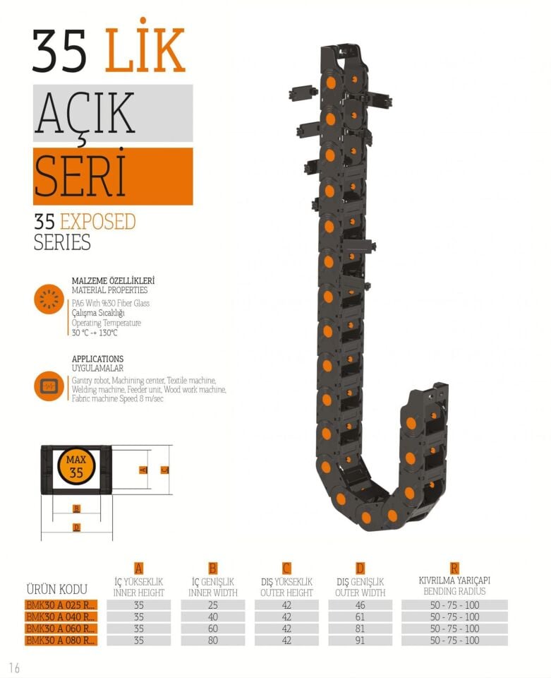 Bmk 35x40 Hareketli Kablo Kanalı Bağlantı Ayaklı
