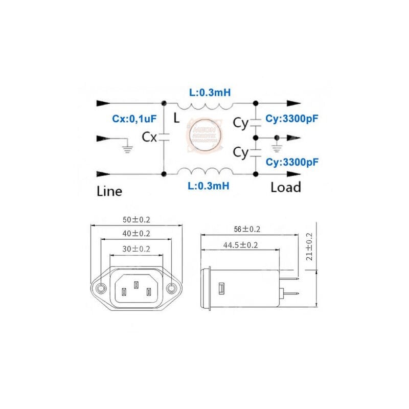 CW1D-10A-T EMI Filtreli Soket 250V 10A C14 Erkek Şebeke Gürültü Filtresi
