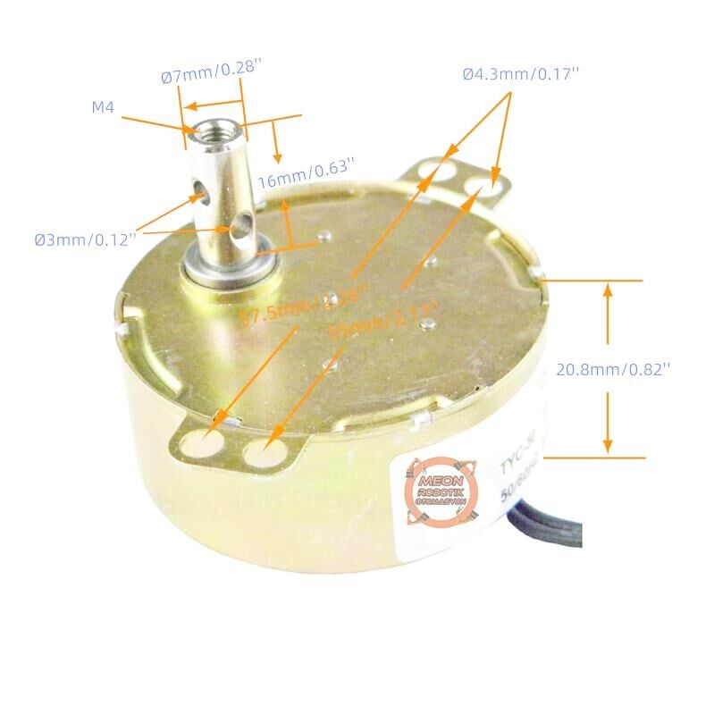 TYC-50 Senkron Motor Ac220V 4W  15-18 Rpm Cw
