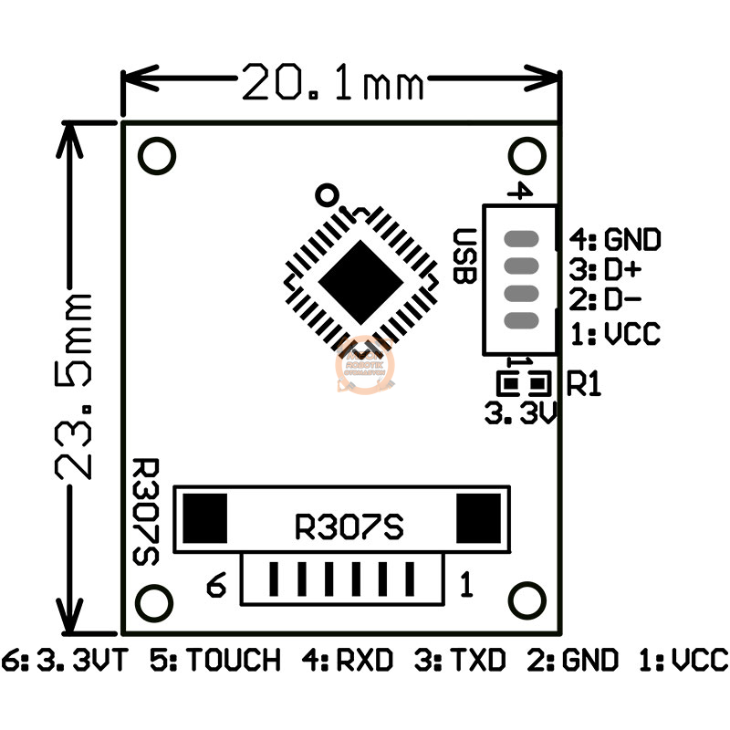 Parmak İzi Sensörü Optik R307 Modül UART USB 1000 Kayıtlı Güvenlik Sistemleri