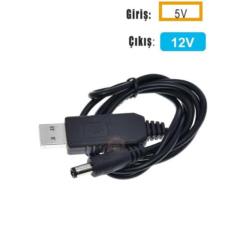 USB 5V - 12V Voltaj Yükseltici Booster Adaptör 5.5x2.5mm Soketli