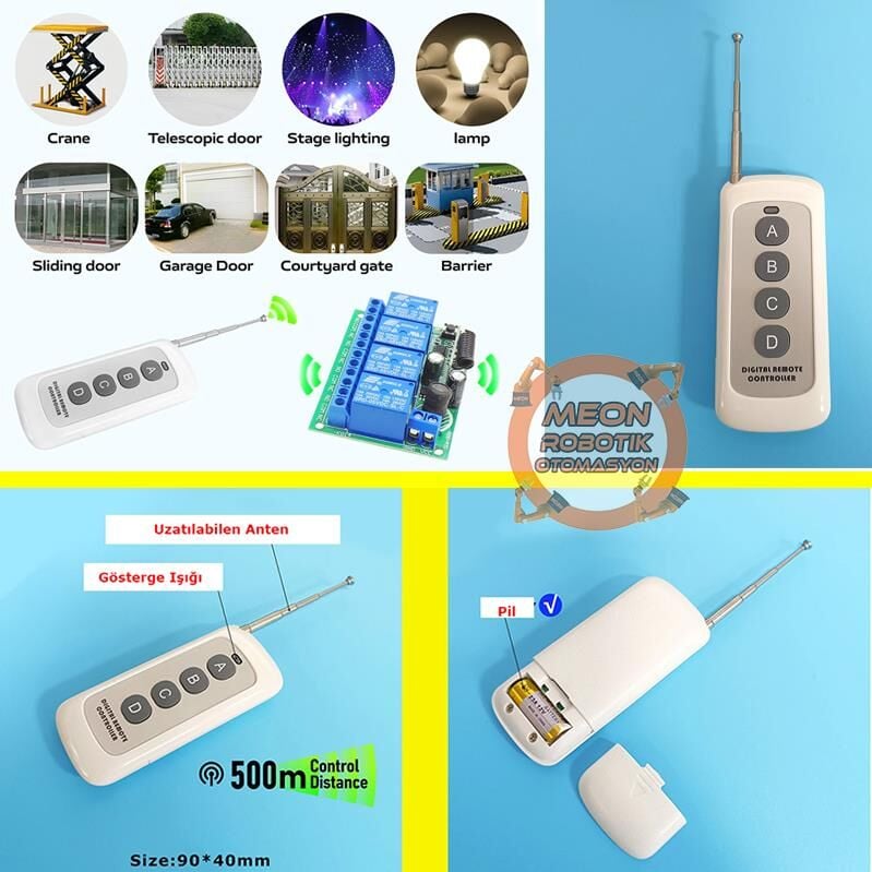 4 Kanal Uzaktan Kumanda 433 Mhz 500M Antenli Verici