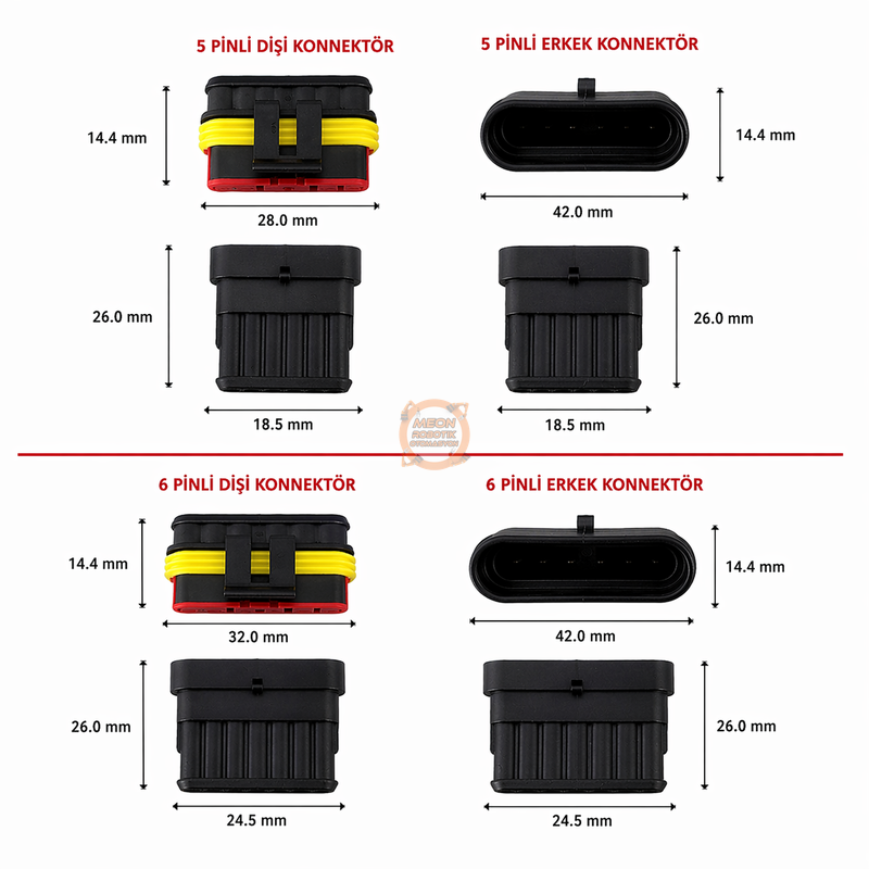 6-Pin Su Geçirmez Kablolu Konnektör Soket Takımı-Araba Oto Marin Elektrik Soket Kiti
