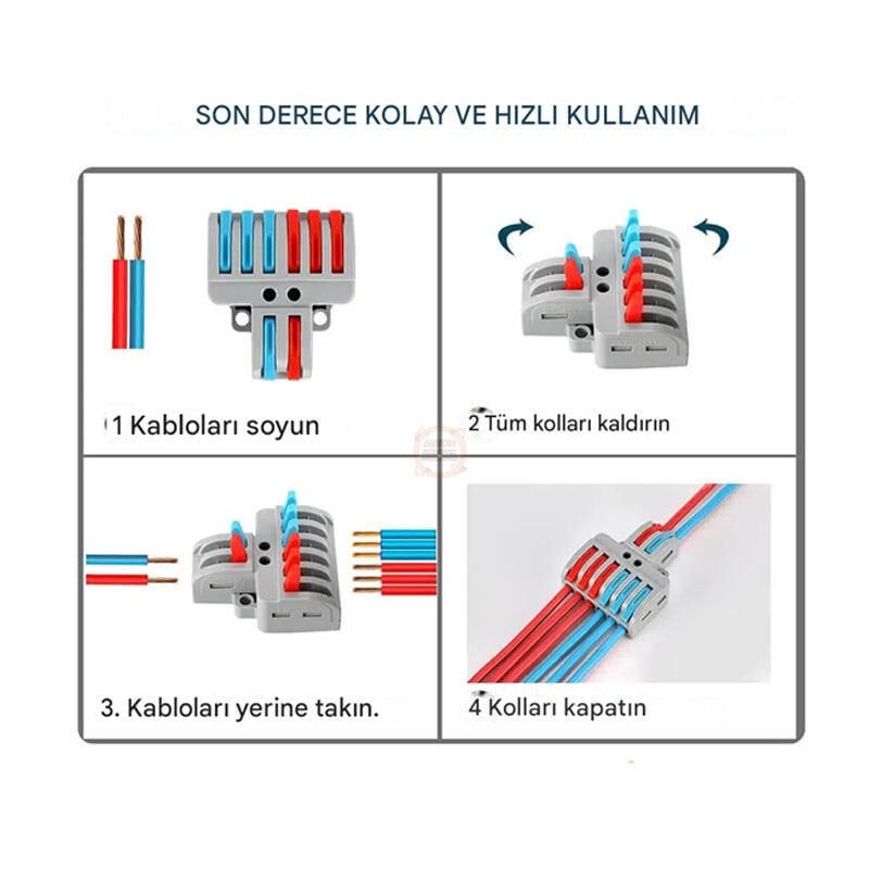 3 Giriş 6 Çıkışlı Klemens Kablo Bağlantı Terminali Aç Kapa Kilitli Çoklu Bağlantı Konnektörü