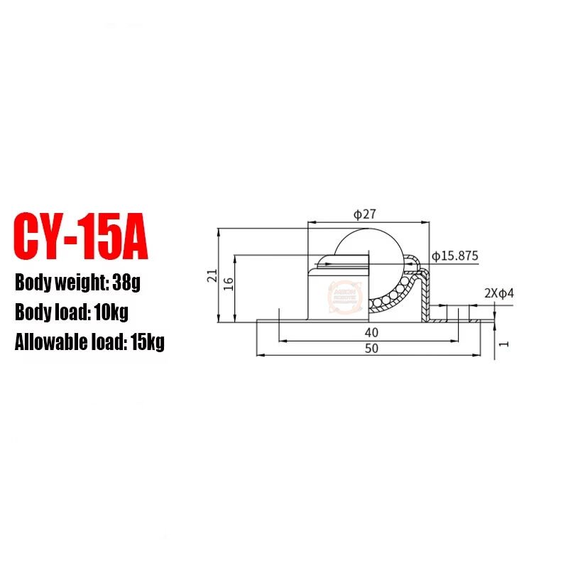 Sarhoş Teker Metal Bilyeli Delikli 47x32x22mm Robot ve Mobil Platform Tekerleği