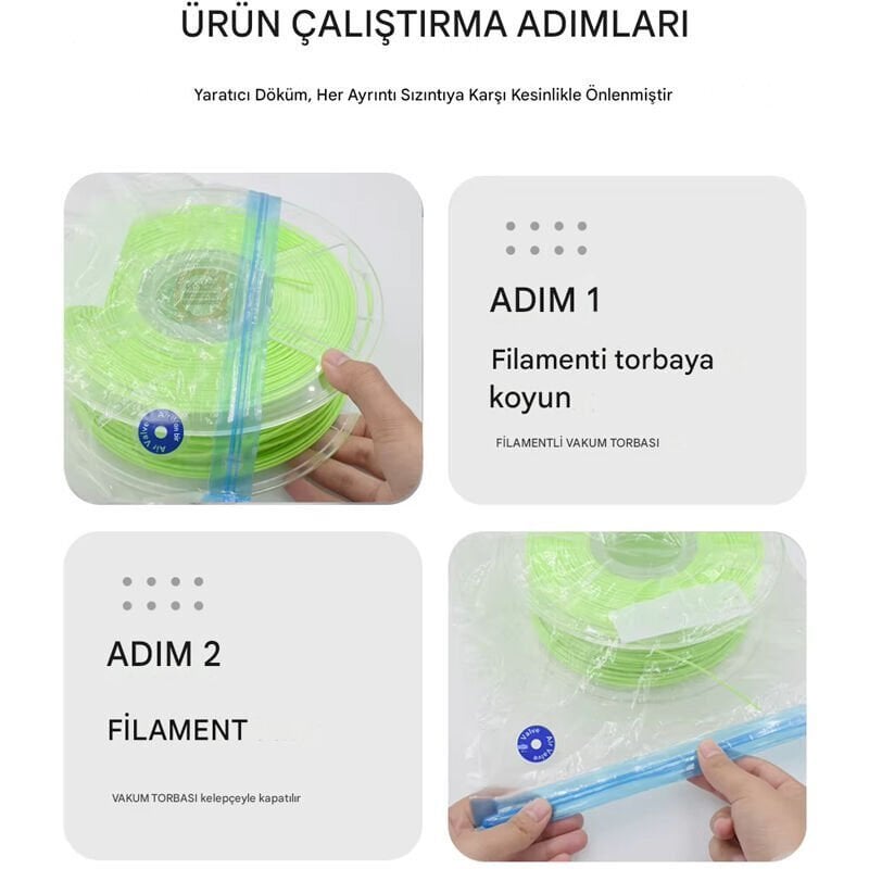 Filament Saklama Poşeti 300x340mm Vakumlu 5’li Set 3D Yazıcı Filament Koruma