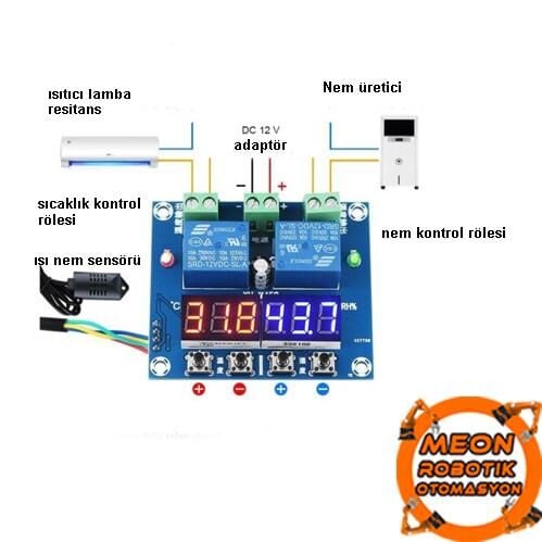 XH-M452 Kuluçka Termostat Sıcaklık Nem Kontrol / 12v Adaptör