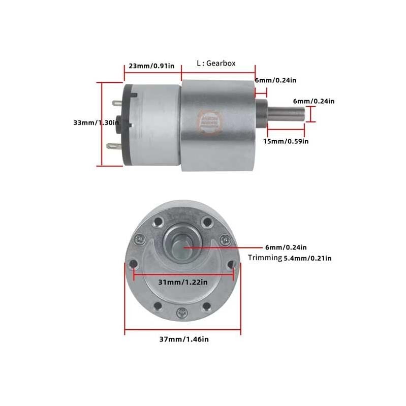 DC 12V 960 Rpm Redüktörlü Motor Yüksek Tork-JGB37-520