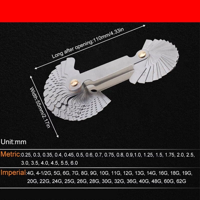 Vida Diş Tarağı 52 Parça Metrik ve Inch Ölçüm Seti