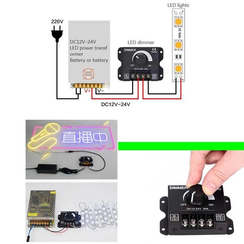 DC 12V-24V 30A Led Dimmer-Ayarlanabilir Parlaklık Lamba Modülü