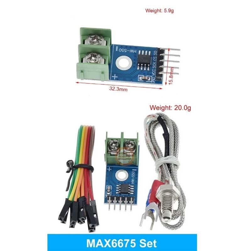 Dc 3-5V MAX6675 Modülü + K Tipi Termokupl Sensörü Sıcaklık Derece Seti Arduino için