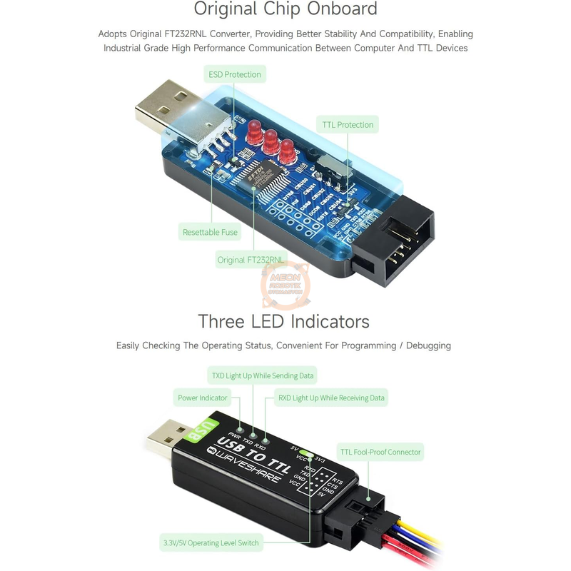 USB TTL Endüstriyel FT232RL Waveshare Dönüştürücü Modül
