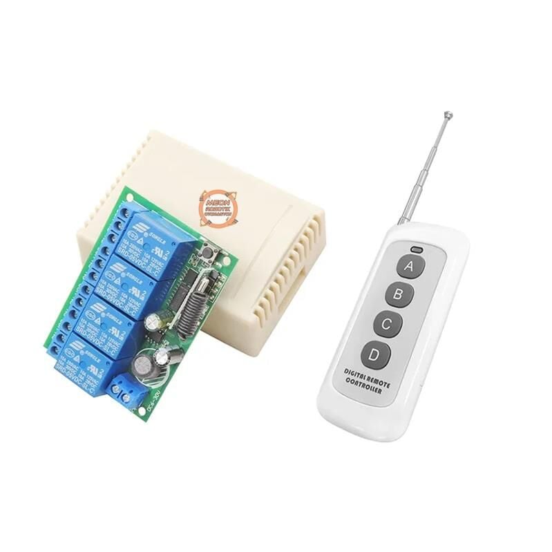 Dc 6-30V RF Kablosuz Uzaktan Kumanda 4 Kanal 10A 433 Mhz 500M Alıcı Verici Seti