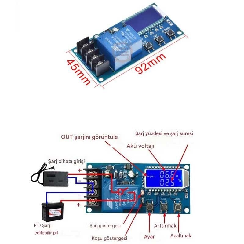 XY-L30A Akü ve Lityum Pil Şarj Kontrol Modülü 30A