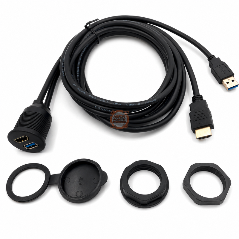 USB HDMI Panel 2 Metre USB 3.0 + HDMI Gömme Montaj Uzatma Kablosu