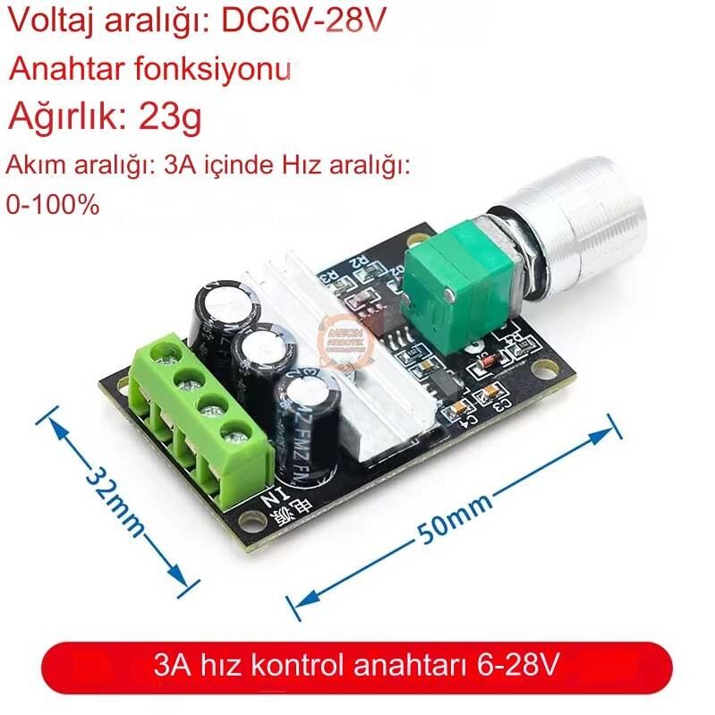 DC Motor Pwm Hız Kontrol Devresi ve LED Driver 6V-28V 3A