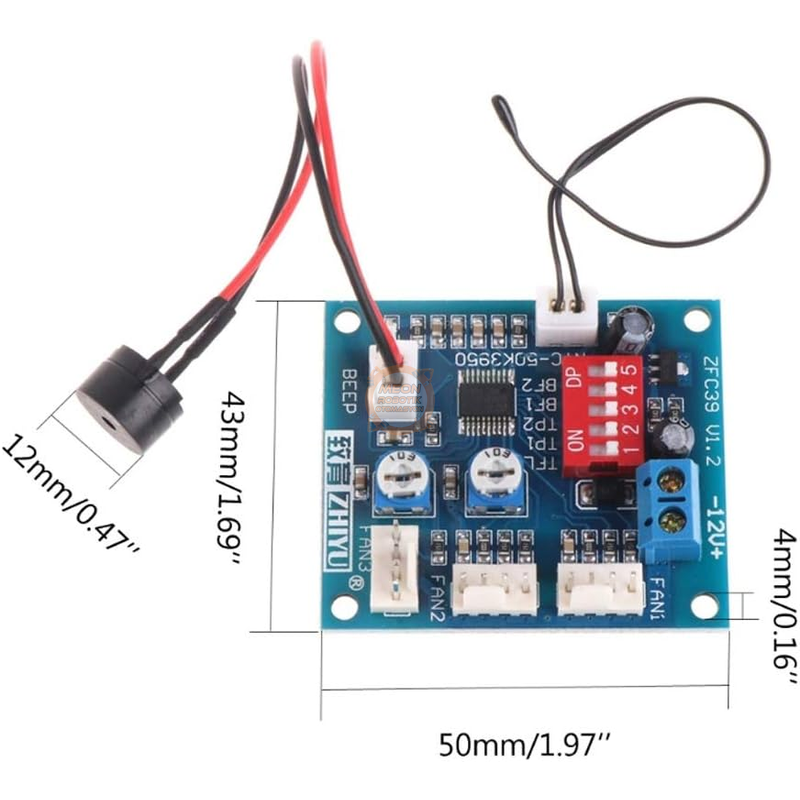 Fan Kontrol Devresi 12V 5A PWM Sıcaklık Problu 3 Fan Hız Kontrol Modülü