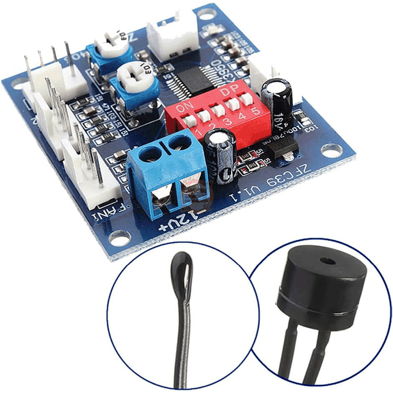Fan Kontrol Devresi 12V 5A PWM Sıcaklık Problu 3 Fan Hız Kontrol Modülü