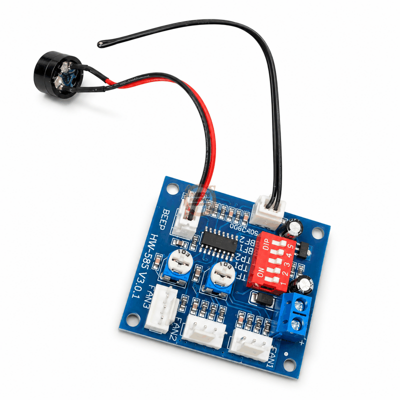 Fan Kontrol Devresi 12V 5A PWM Sıcaklık Problu 3 Fan Hız Kontrol Modülü