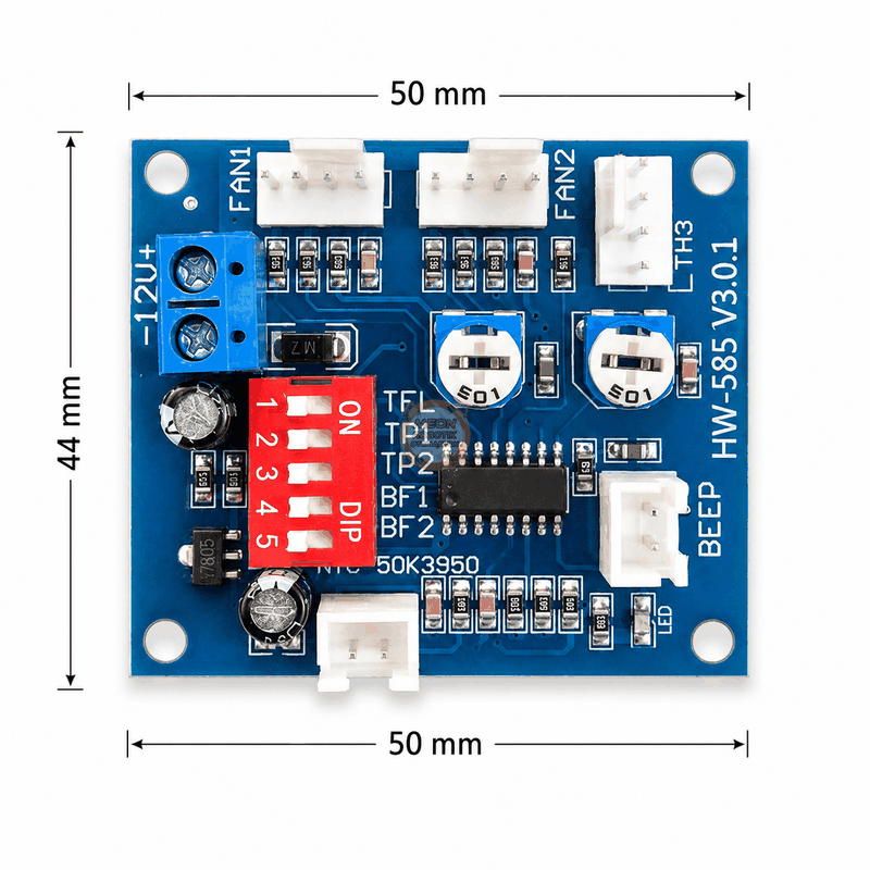 Fan Kontrol Devresi 12V 5A PWM Sıcaklık Problu 3 Fan Hız Kontrol Modülü