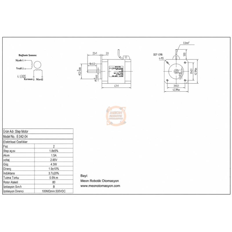 0.5 Nm Nema17 Step Motor EO42-04 JKON-TEK