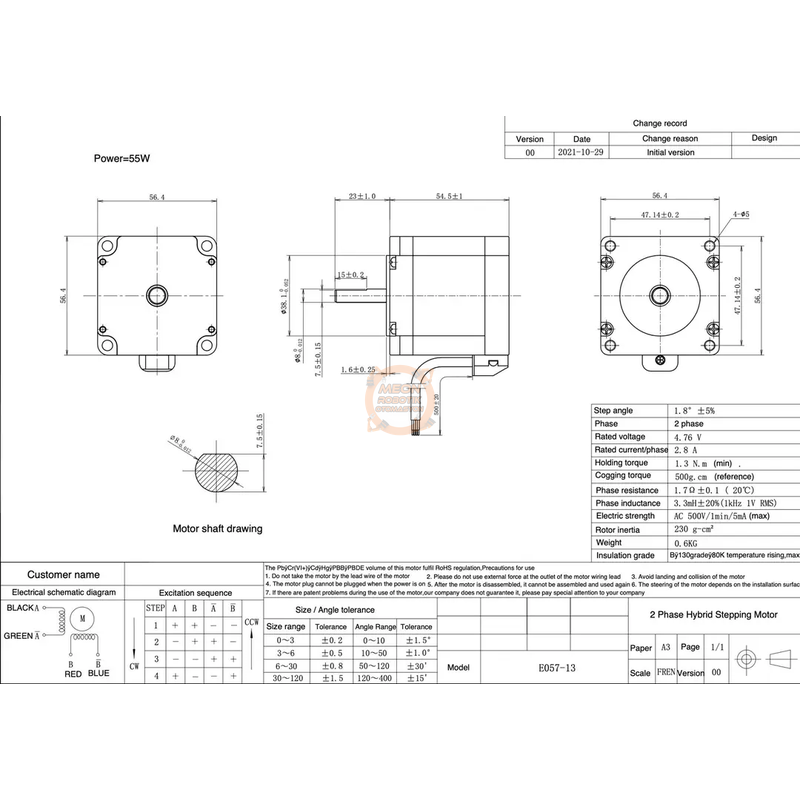 1.3 Nm Nema23 Step Motor (EO57-13) JKON-TEK