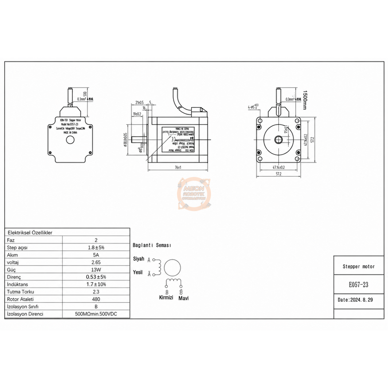 2.3 Nm Nema23 Step Motor EO57-23 JKON-TEK