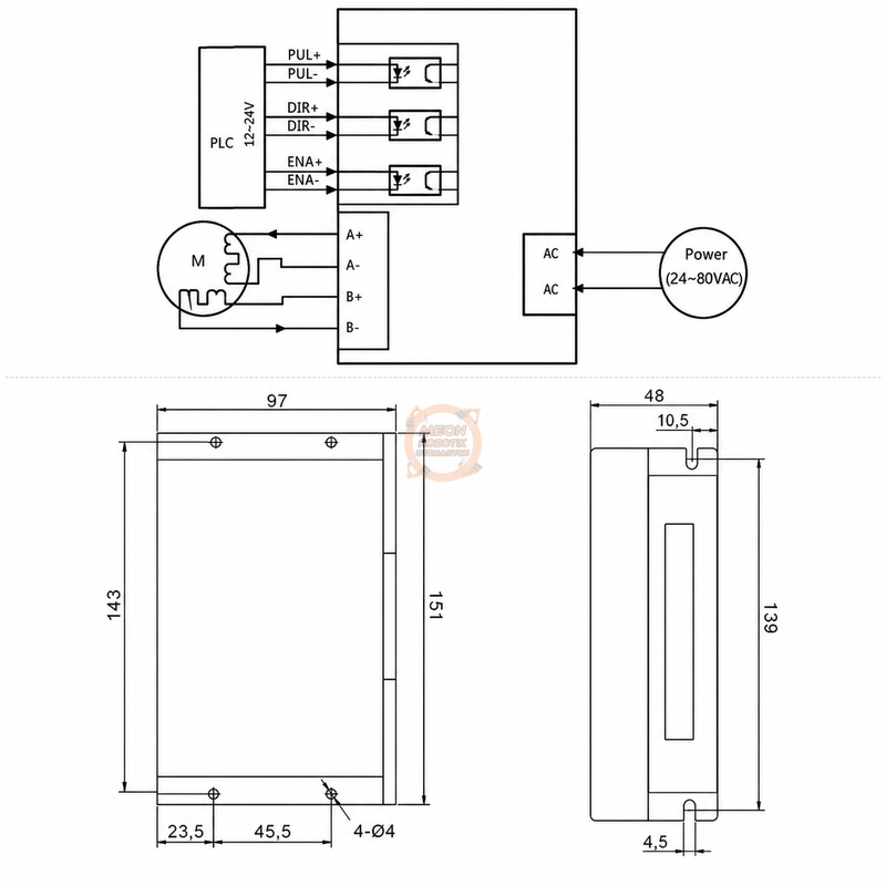 EO860AH 7.2A Step Motor Sürücü DC/AC Besleme Fanlı Kasa