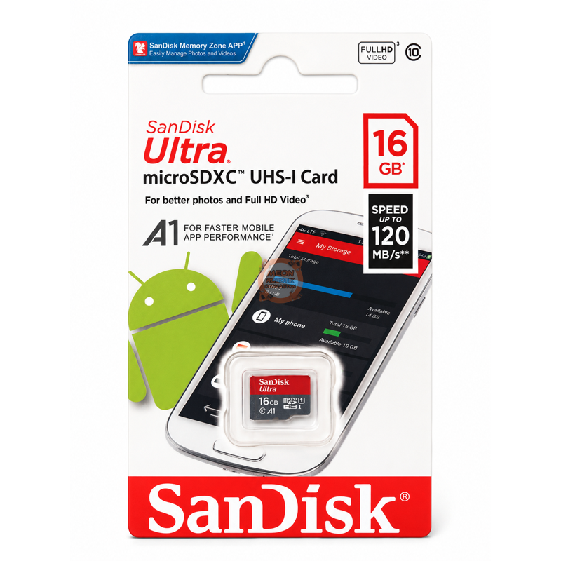 Sandisk Ultra micro SD 16GB Class 10 UHS-I 120MB/s Hafıza Kartı