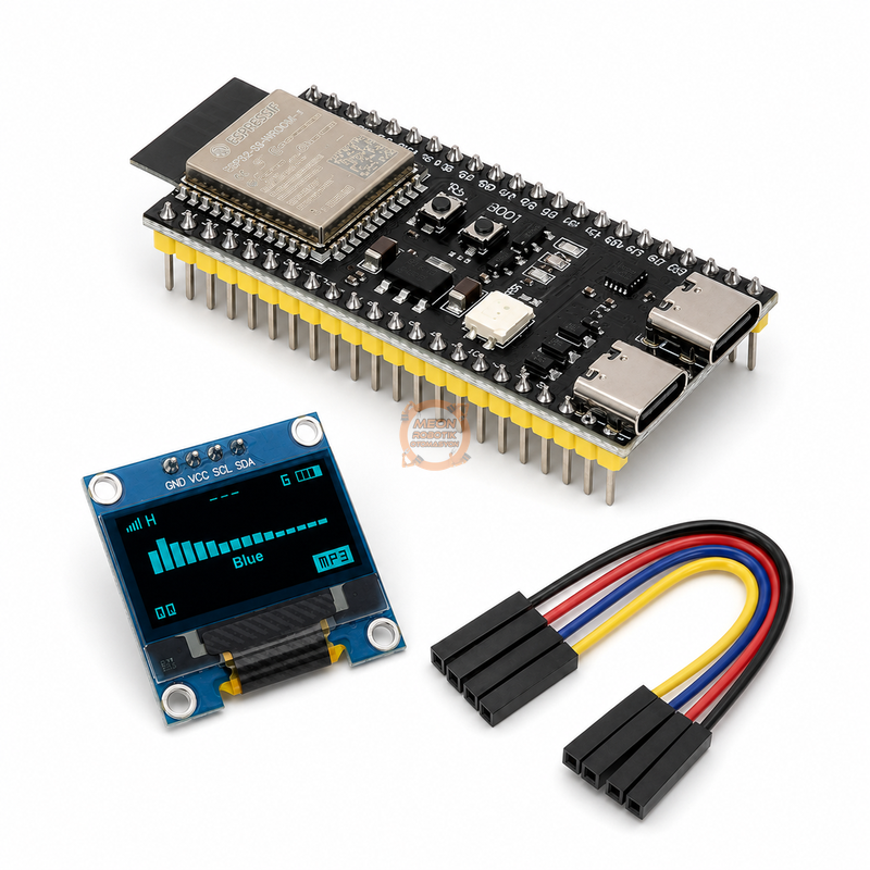 (Paket) ESP32-S3-DevKitC-1 N16R8 + OLED LCD 128x64 0.96 inch Mavi Ekran + 4 Kanal Jumper Kablo TarisBot Özel Paketi
