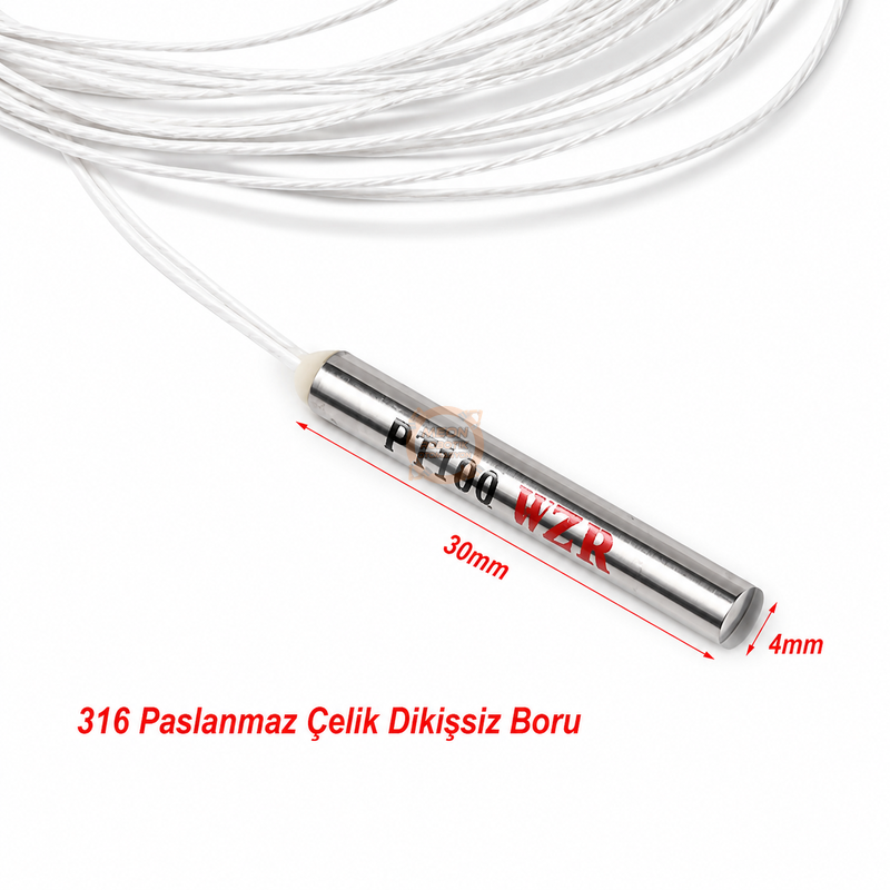 PT100 Sensör 2 Telli WZP-PT100 50 cm Dalgıç Tip Sıcaklık Probu