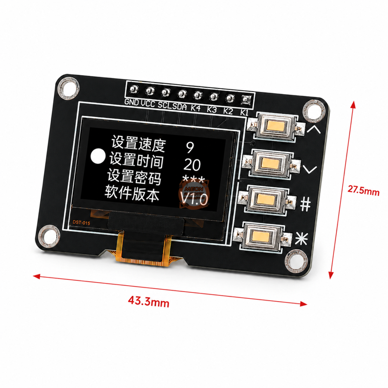 OLED Ekran 0.96 İnç 128x64 SSD1315 I2C 4 Butonlu BEYAZ – Arduino Uyumlu