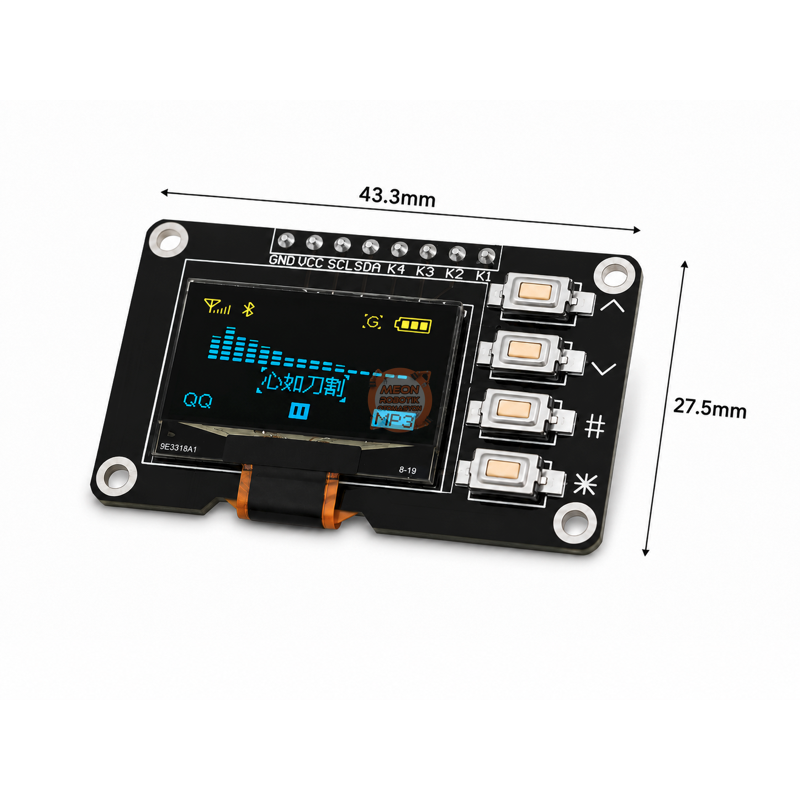 OLED Ekran 0.96 İnç 128x64 SSD1315 I2C 4 Butonlu SARI-MAVİ – Arduino Uyumlu