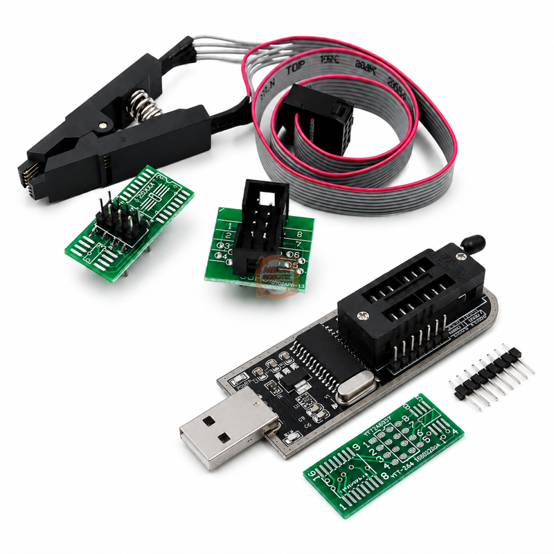 CH341A Programlayıcı 24/25 Serisi EEPROM Flash BIOS + SOIC8 Test Klipsi