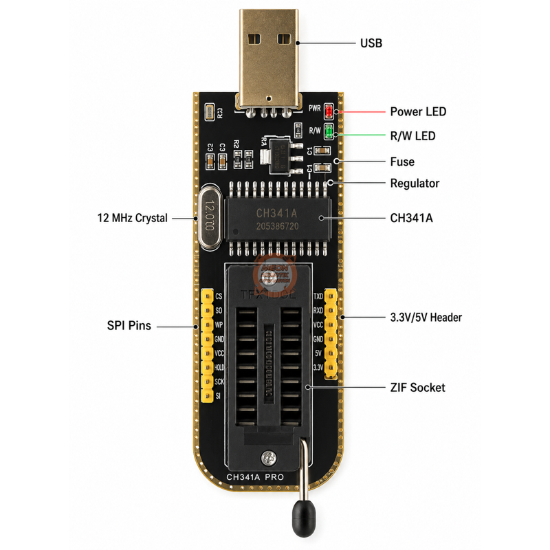 CH341A Programlayıcı 24/25 Serisi EEPROM Flash BIOS + SOIC8 Test Klipsi