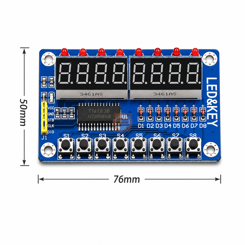 TM1638 Modülü 8 Haneli 7 Segment Ekran, 8 LED ve 8 Buton – Arduino Uyumlu