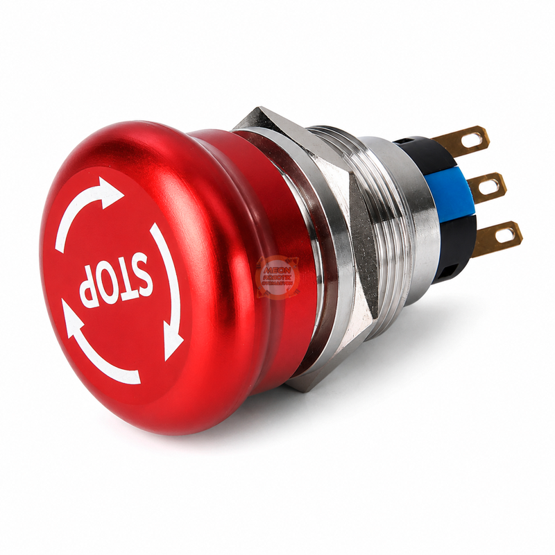 Acil Stop Butonu 19mm Metal D96 1NO/1NC Bas-Çevir – Panel Tipi
