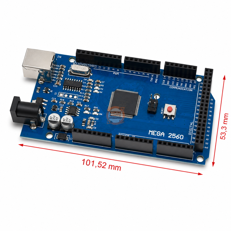 Arduino Mega 2560 R3 Uyumlu Klon Kart CH340 + USB Kablo