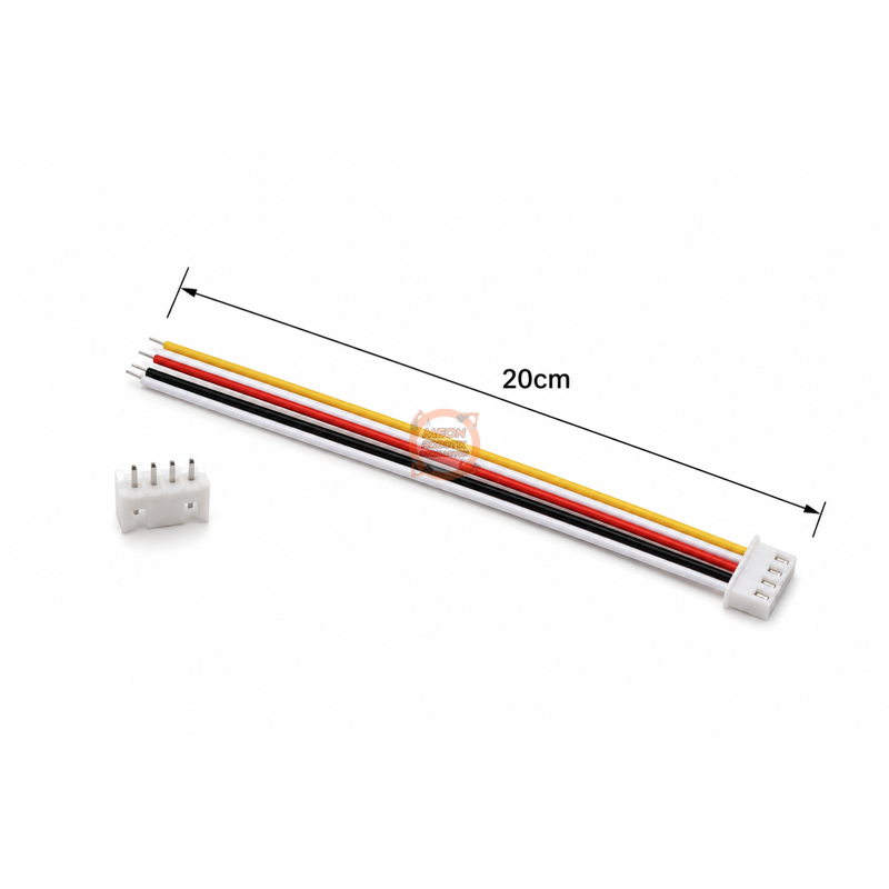 JST-XH Konnektör 4 Pin 2.54mm 26AWG 20cm – Dişi Kablo ve Erkek PCB Soket Seti