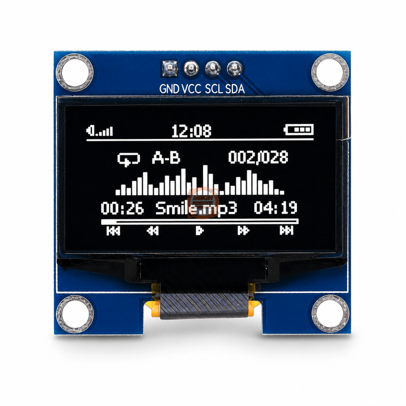 1.3 İnç OLED Ekran 128x64 I2C/IIC SSD1306 Sürücülü (BEYAZ)