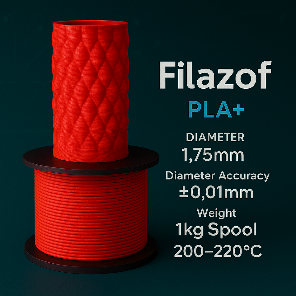 Filazof Kırmızı Filament PLA+ 1.75mm 1 KG