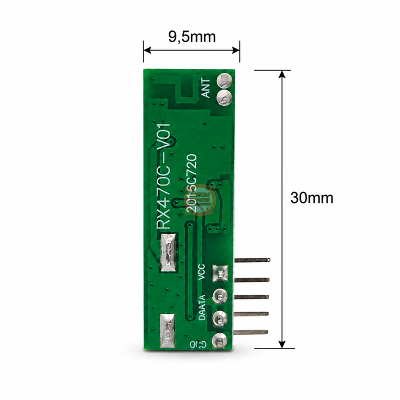 433 MHz Süperheterodin RF Alıcı Modülü ve Helisel Anten Seti – 2 Modül 2 Anten