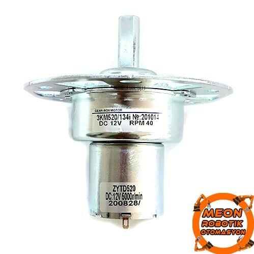 Flanşlı 12V 40 Rpm Redüktörlü Dc Motor