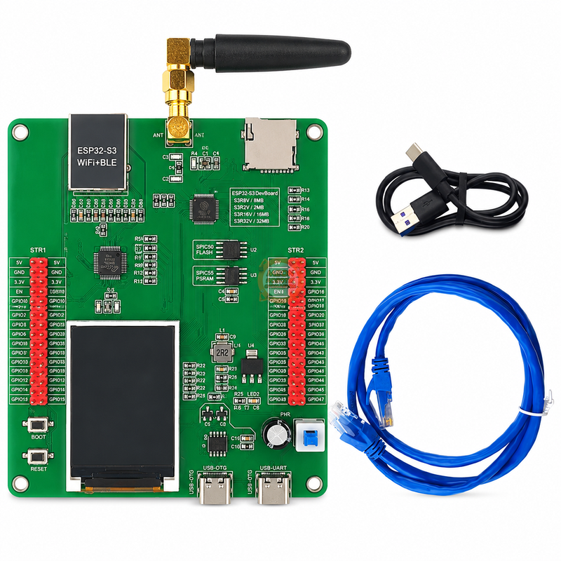 ESP32-S3 Ethernet W5500 N16R8 1.77 İnç LCD Ekranlı WiFi Bluetooth Geliştirme Kartı