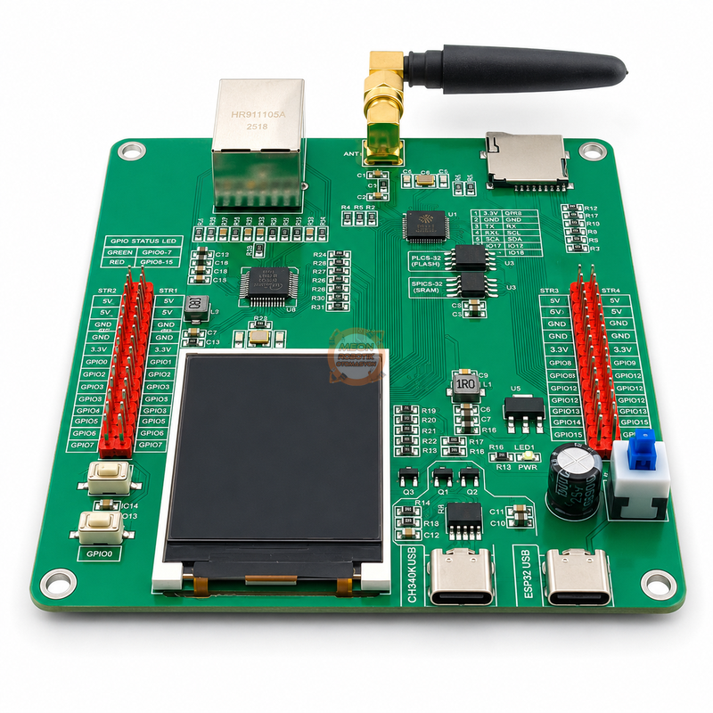 ESP32-S3 Ethernet W5500 N16R8 1.77 İnç LCD Ekranlı WiFi Bluetooth Geliştirme Kartı