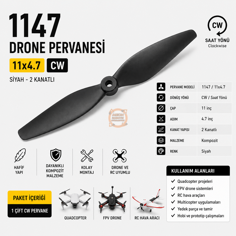 1147 Drone Pervanesi CW Siyah – 1 Çift
